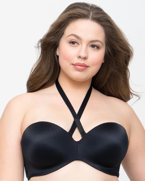 Curvy Couture Smooth Strapless Multi-Way Black Bra 1290E - Down Under  Specialised Lingerie