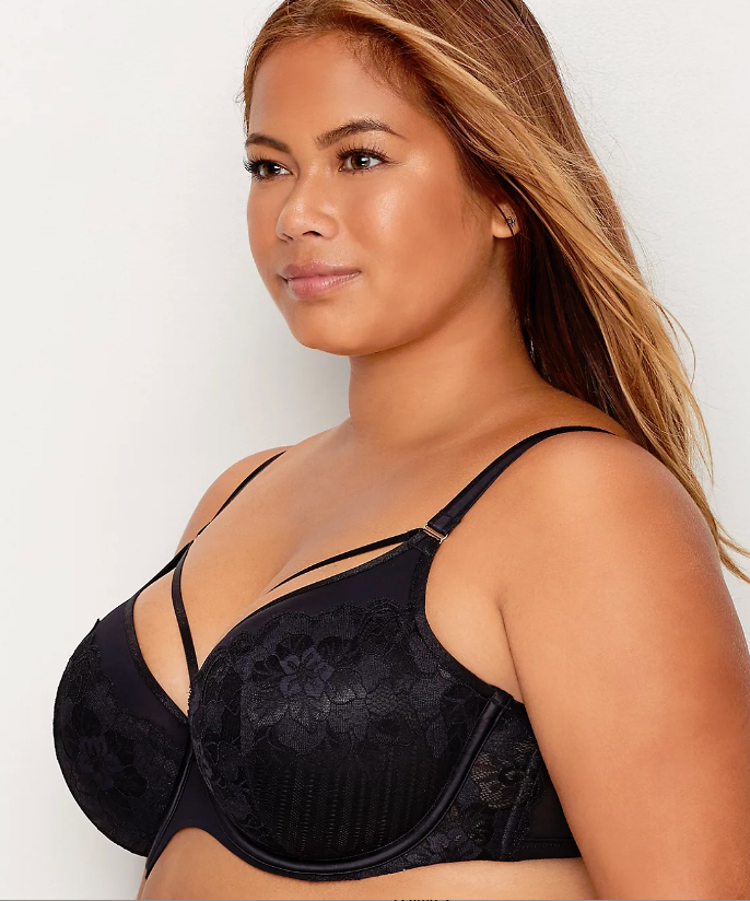 Curvy Couture Tulip Strappy Lace Push Up- 1267, Color: Black Adobe Rose -  JCPenney